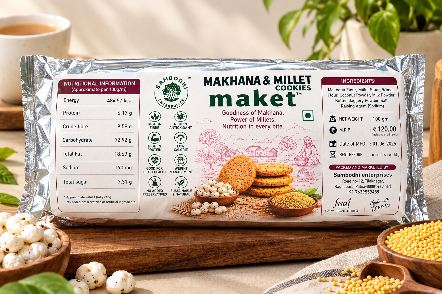 Makhana Millet Cookies with Jaggery | 100g